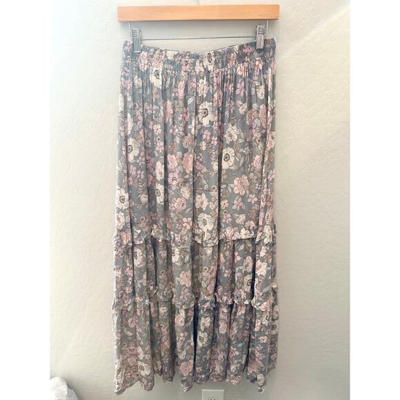 DRESS FORUM | Floral Tiered Midi Skirt Boho Cottagecore Romantic | Small - Picture 4 of 7